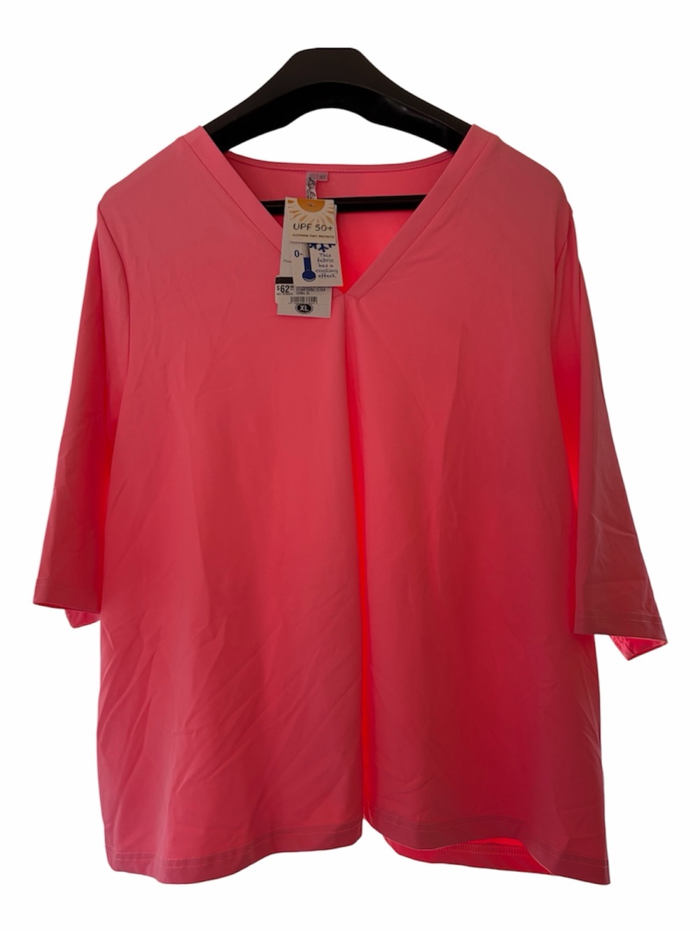 Lulu-B | Clear Coral V-Neck 3/4 Sleeve Tee